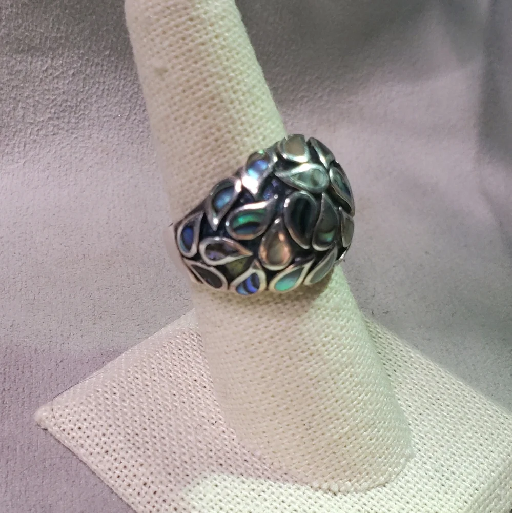 CPT Abalone Inlay Sterling Silver Dome Ring Size7
